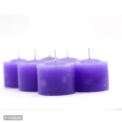 XUEBIN 10 Hour Burning Candles Scented Wax Candles for Home Decor, Weddings, Birthday, Parties, Diwali Decoration Candles Set of 12 Smokeless Candles (Purple)-thumb3