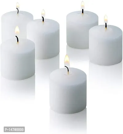 XUEBIN 10 Hour Burning Candles Scented Wax Candles for Home Decor, Weddings, Birthday, Parties, Diwali Decoration Candles Set of 12 Smokeless Candles (White)-thumb5