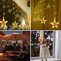 XUEBIN 12 Star 138 LED Window Curtain Lights for Diwali | Christmas Fairy Light 8, Modes Flashing Star String Lights (Warm White)-thumb4