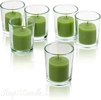 XUEBIN 10 Hour Burning Candles Scented Wax Candles for Home Decor, Weddings, Birthday, Parties, Diwali Decoration Candles Set of 12 Smokeless Candles (Green)-thumb3