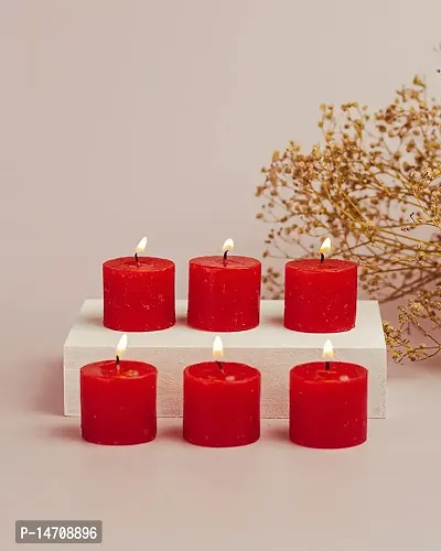 XUEBIN 10 Hour Burning Candles Scented Wax Candles for Home Decor, Weddings, Birthday, Parties, Diwali Decoration Candles Set of 12 Smokeless Candles (Red)-thumb2