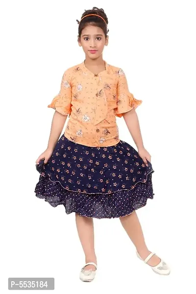 Flower Print Peach Skirt Top