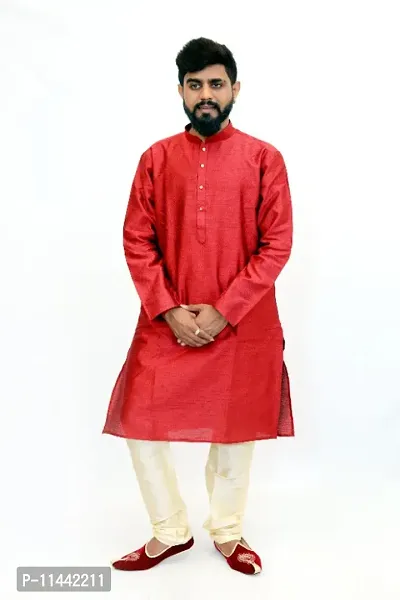 Stylish Pure Fancy Silk Kurta For Men-thumb0