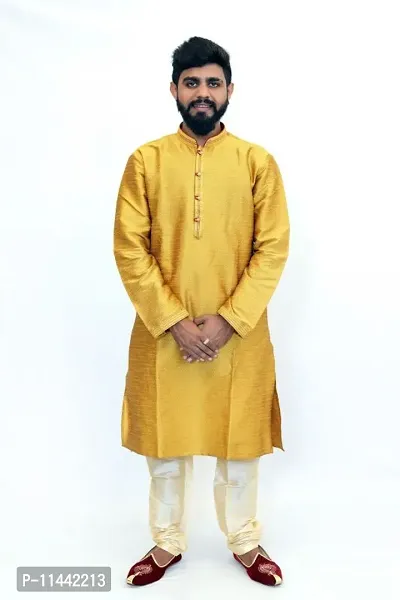 Stylish Pure Fancy Silk Kurta For Men-thumb0