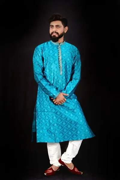 Stylish Pure Fancy Silk Kurta For Men