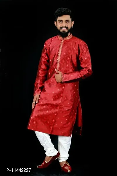 Stylish Pure Fancy Silk Kurta For Men-thumb0