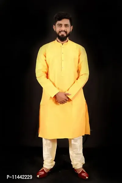 Stylish Pure Fancy Silk Kurta For Men-thumb0