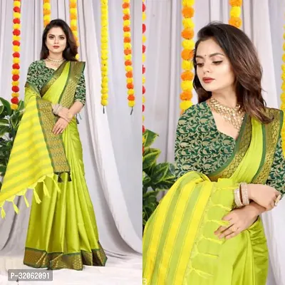 Stylish Green Art Silk Printed Saree with Blouse Piece For Women-thumb0