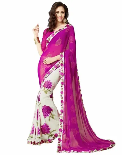 New In Georgette Saree with Blouse piece 