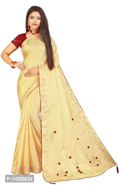 Arena Fashion? Women's Chiffon Saree with Unstitched Blouse Piece (Peach)-thumb0