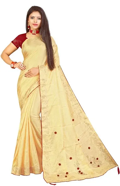 Dola Silk Embroidered Saree with Blouse Piece