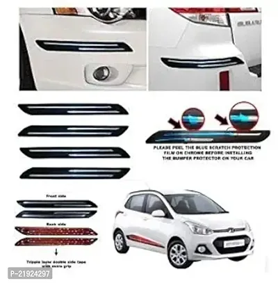 GOLABROS Rubber Car Bumper Protector Guard with Double Chrome Strip for Car 4Pcs - Black for Hyundai I 10-thumb0