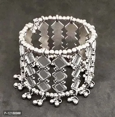 Tejaswini Store Traditional Mirror-Stone Shinning Oxidised Bracelet Kada For Girls and Women-thumb5