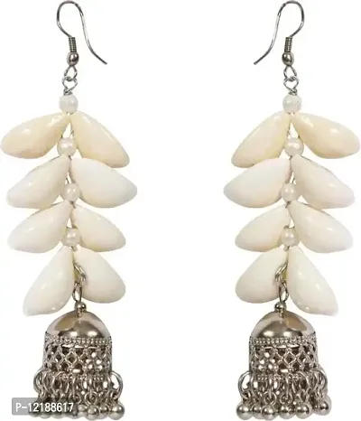 Tejaswini Store White Shell Four Layer Stylish Earring For Girls and Women-thumb0