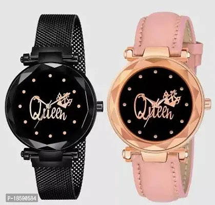 Stylish Multicoloured PU Other Watches For Women Pack of 2