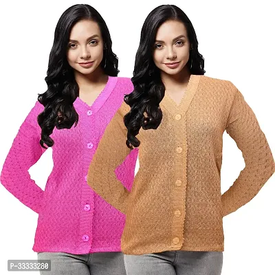 Stylish Wool Solid Front Open Sweater for Women Pack of 2