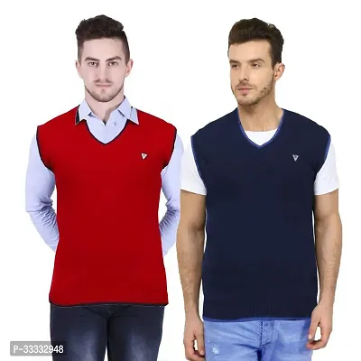 Stylish Wool Solid Sleeveless Sweater for Men, Pack of 2