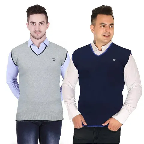 Mens Wool Half Sleeve Sweaters Pack Of 2