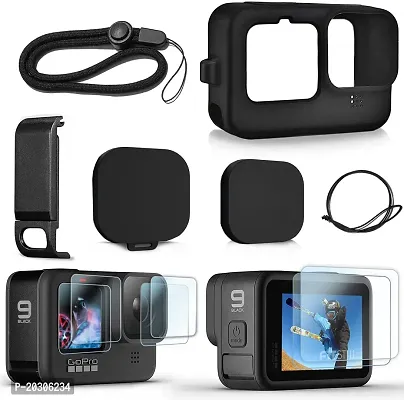 Zelenor Mount Accessories Kit for GoPro Hero 10/Hero 9 Black, Includes Replacement Side Door+6PCS Tempered Glass Screen Lens Protector+Lens Cover Cap+Silicone Sleeve Case-thumb0