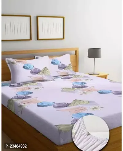 Comfortable Multicoloured Cotton Blend Double Size Printed 1 Bedsheet + 2 Pillowcovers