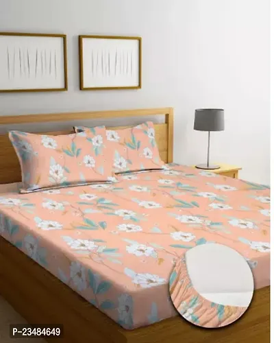 Comfortable Multicoloured Cotton Blend Double Size Printed 1 Bedsheet + 2 Pillowcovers