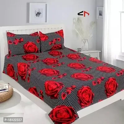 Comfortable Polycotton Printed Double Bedsheet with Pillow Covers-thumb0