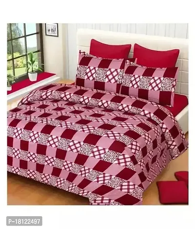 Comfortable Polycotton Printed Double Bedsheet with Pillow Covers-thumb0