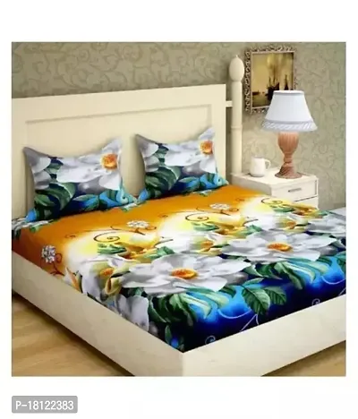 Comfortable Polycotton Printed Double Bedsheet with Pillow Covers-thumb0