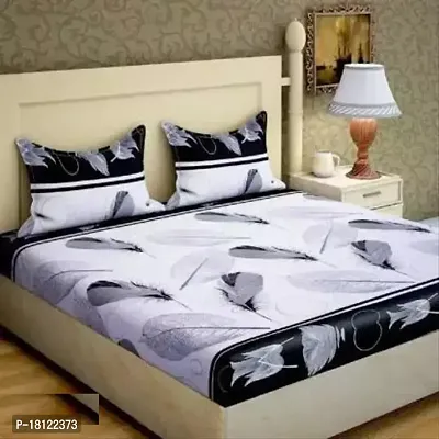 Comfortable Polycotton Printed Double Bedsheet with Pillow Covers-thumb0