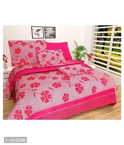 Comfortable Polycotton Printed Double Bedsheet with Pillow Covers-thumb0