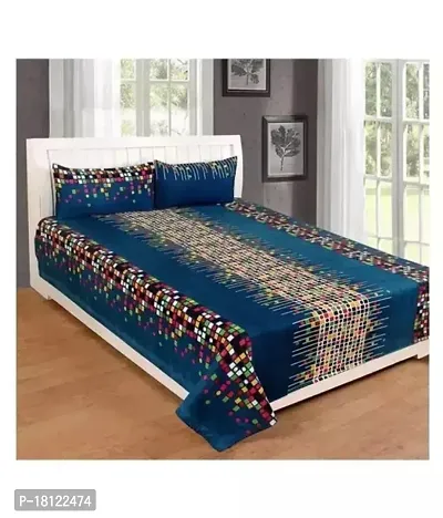 Comfortable Polycotton Printed Double Bedsheet with Pillow Covers-thumb0