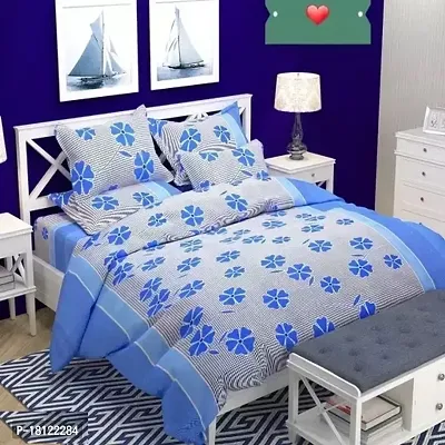 Comfortable Polycotton Printed Double Bedsheet with Pillow Covers