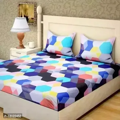 Comfortable Polycotton Printed Double Bedsheet with Pillow Covers-thumb0