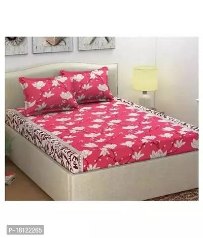 Comfortable Polycotton Printed Double Bedsheet with Pillow Covers-thumb0