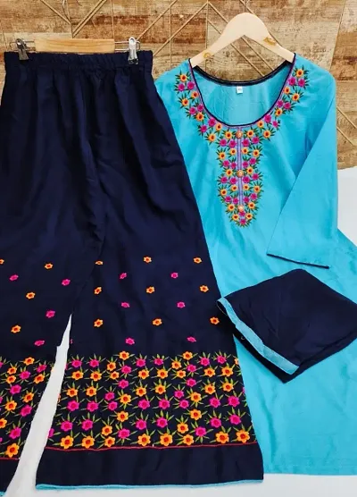 Stylish kurti and palazzo with Dupatta