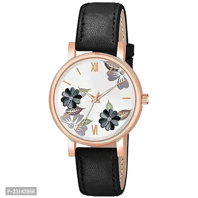 Stylish Black Synthetic Leather Analog Watches For Women-thumb0