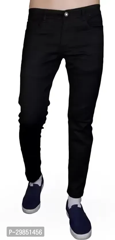 Stylish Black Solid Mid-Rise Jeans For Men-thumb0