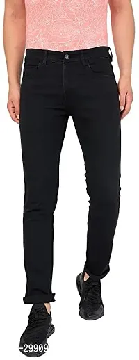 Stylish Black Cotton Blend Mid-Rise Jeans For Men-thumb0