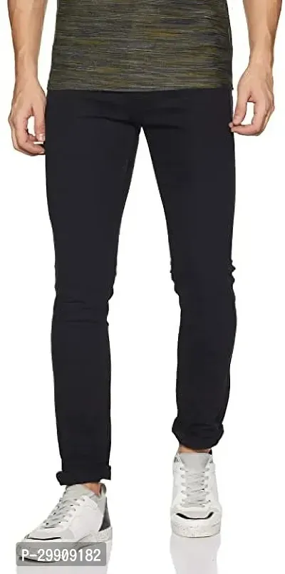 Stylish Black Cotton Blend Mid-Rise Jeans For Men-thumb0