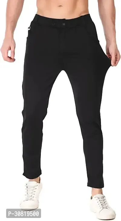 JeanBerry Stylish Black Lycra Blend Solid Regular Fit Trouser For Men-thumb4