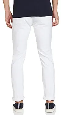 Stylish White Cotton Blend Mid-Rise Jeans For Men-thumb1