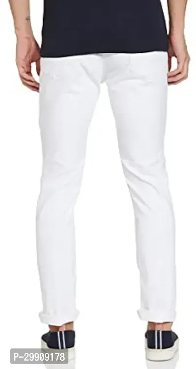 Stylish White Cotton Blend Mid-Rise Jeans For Men-thumb2