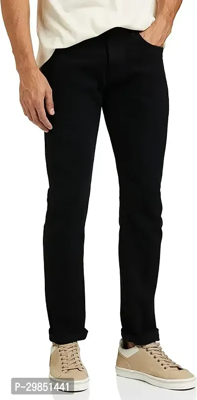 Stylish Black Solid Mid-Rise Jeans For Men-thumb0