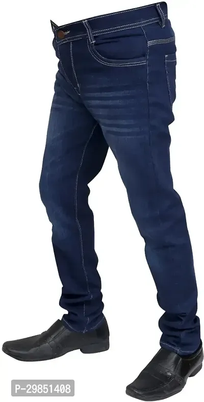 Stylish Blue Faded Mid-Rise Jeans For Men-thumb4