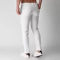 Stylish White Cotton Blend Mid-Rise Jeans For Men-thumb1