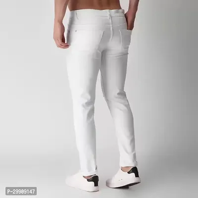 Stylish White Cotton Blend Mid-Rise Jeans For Men-thumb2