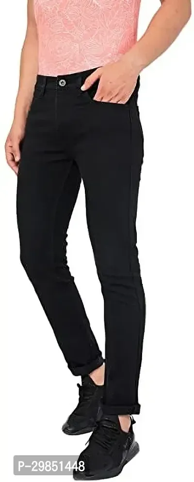 Stylish Black Solid Mid-Rise Jeans For Men-thumb2