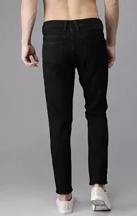 Stylish Black Cotton Blend Mid-Rise Jeans For Men-thumb1