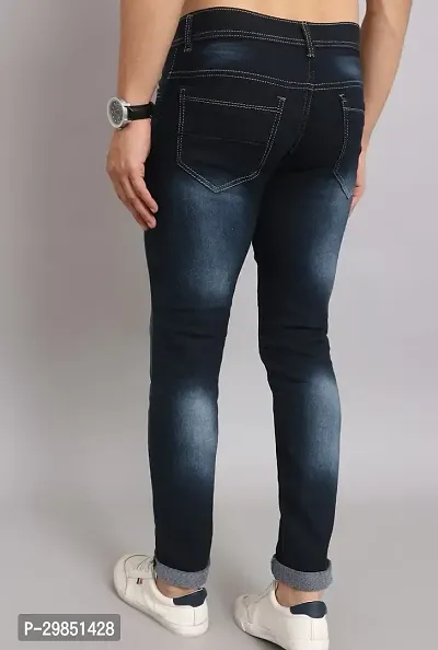 Stylish Blue Faded Mid-Rise Jeans For Men-thumb2