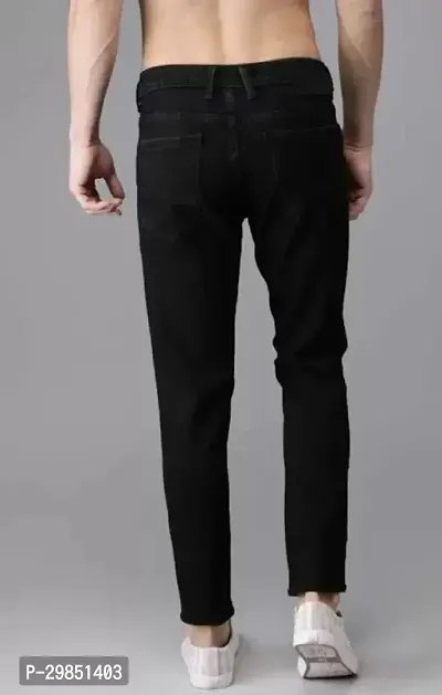 Stylish Black Distress Mid-Rise Jeans For Men-thumb2